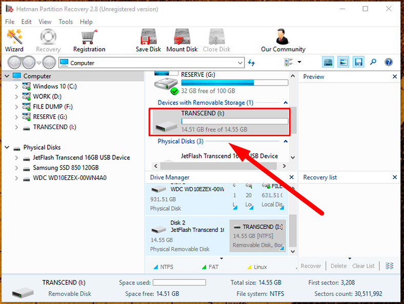 Hetman Partition Recovery. The program’s interface is very similar to that of Windows File Explorer