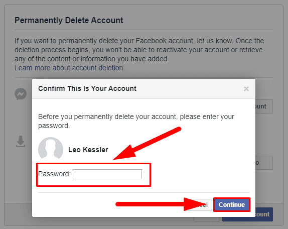 Facebook. You have to confirm it is your account by entering your password.