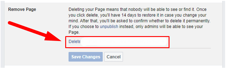 Facebook. Delete Company Name