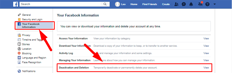 Facebook. Deactivation and Deletion