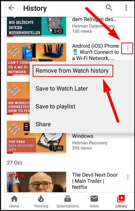 YouTube. Remove from Watch history