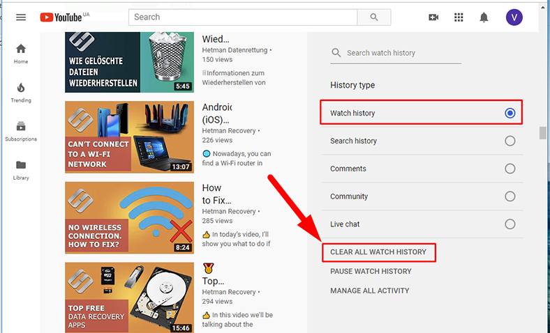 How to Clear Watch History and Search History on YouTube