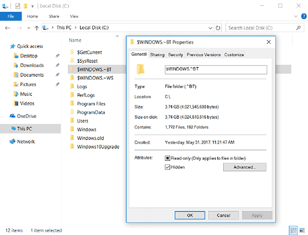 $WINDOWS.~BT Windows 7 and 8 system folders