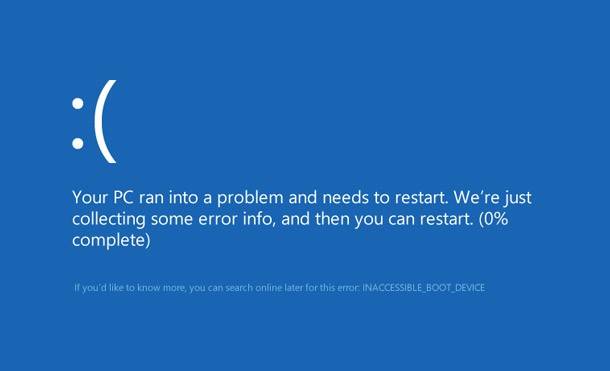 Error “Inaccessible Boot Device” in Windows 10