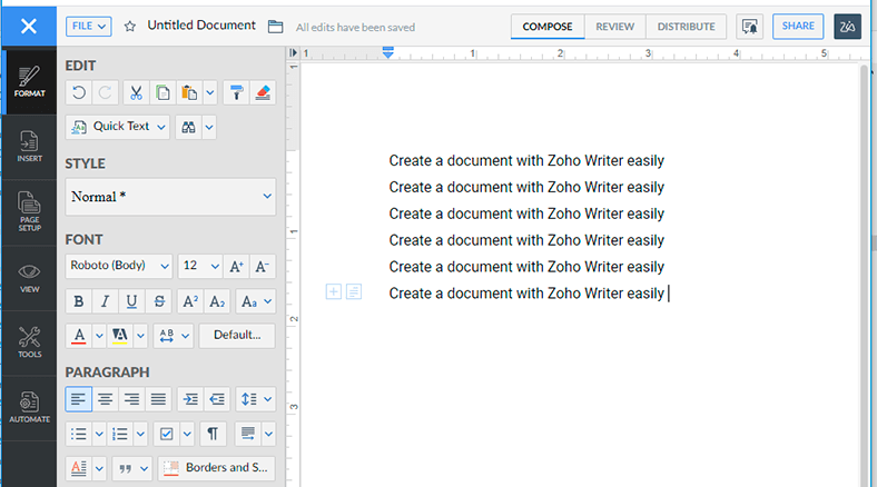 Zoho Writer Edit and View *.docx Files