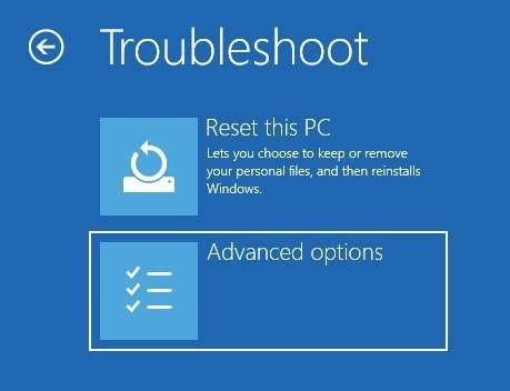 Windows 10 Restore Mode Advanced options