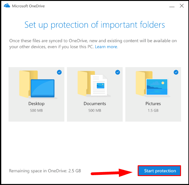 Set up protection OneDrive