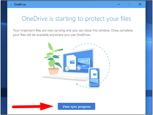 OneDrive / View sync progress