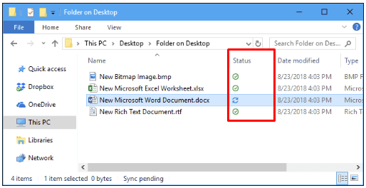 OneDrive / sync Status