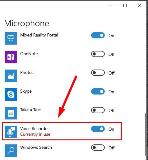 device settings Currently in use