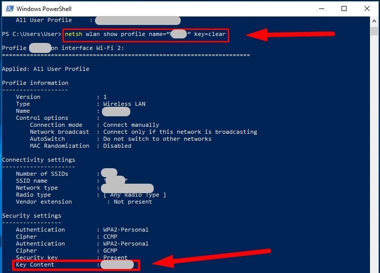 netsh wlan show profiles