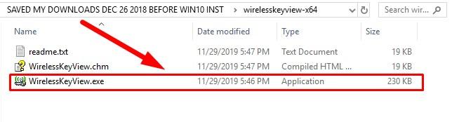 WirelessKeyView run exe file