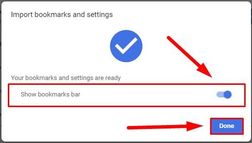 Done Show bookmarks bar