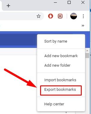 Google Chrome Export bookmarks