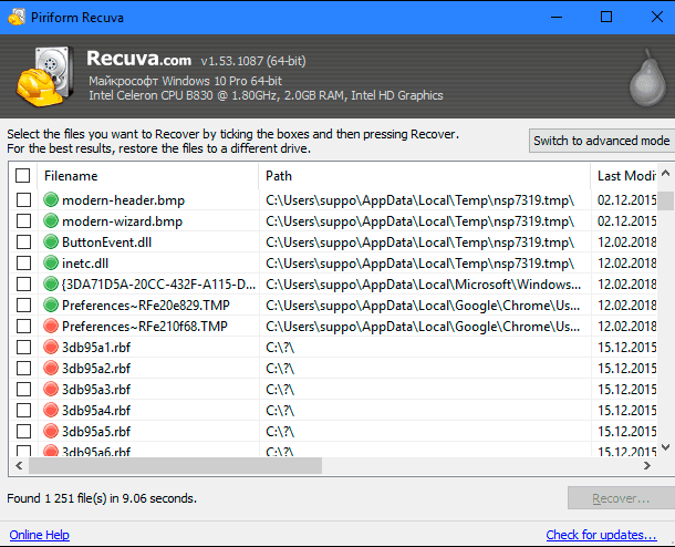 recuva restore deleted files piriform