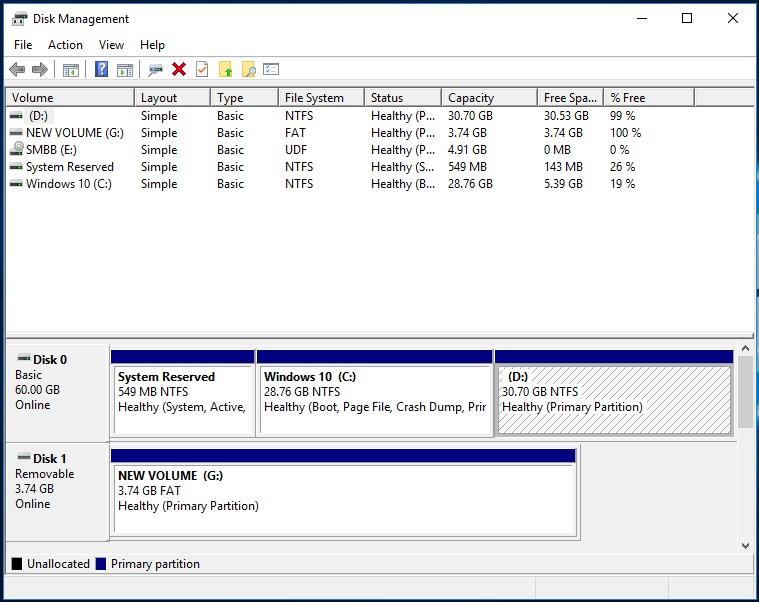 Windows disk management