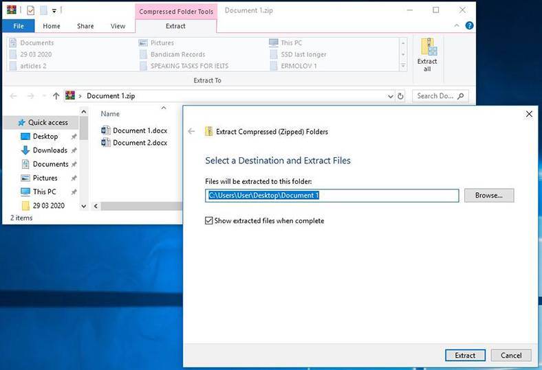 Create And Restore Archived Files In Windows 10