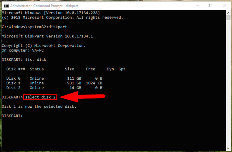 Point to disk in Diskpart