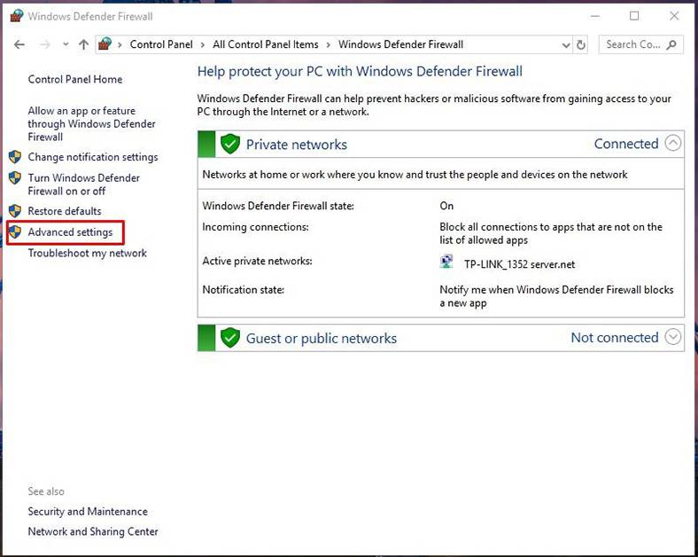 Windows Defender Firewall