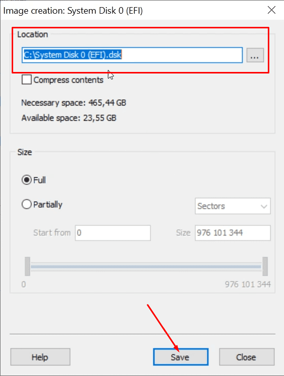 Especificando o caminho do endereço para armazenar a imagem finalizada.