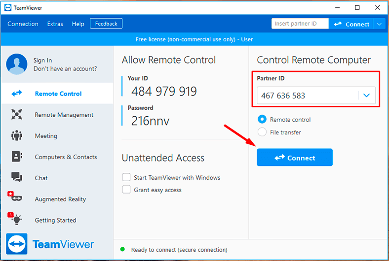 start teamviewer from command line windows