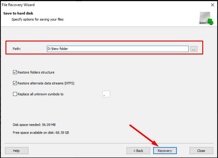 Especificar caminho de salvamento