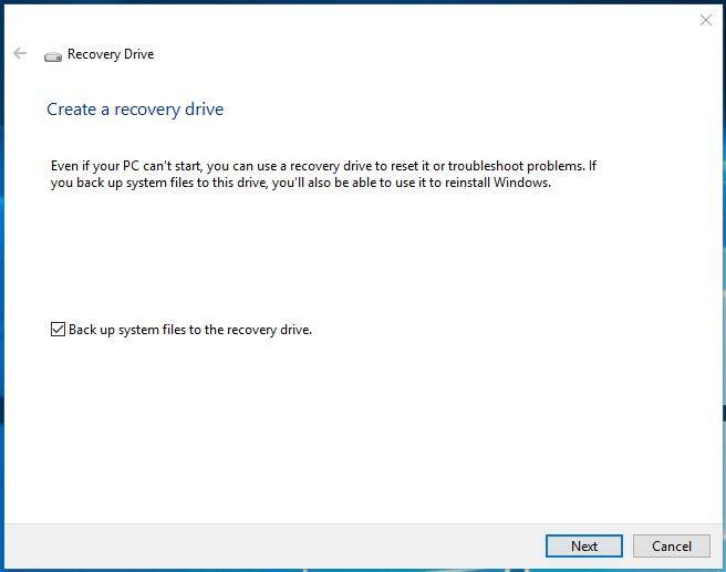 Create a recovery drive