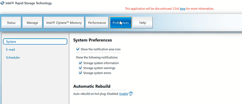 Intel rapid storage technology