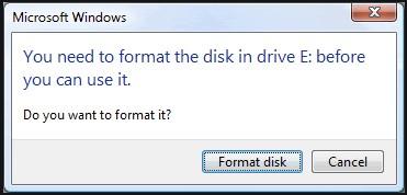 Para utilizar el disco en el porta disco F:, primero hay que formatearlo. ¿Quieres formatearlo?