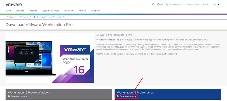 Скачать с официального сайта VMware workstation 16 Pro