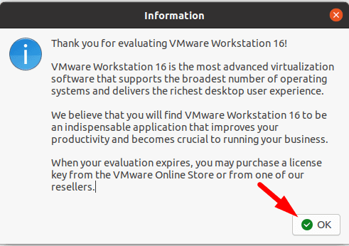 O programа VMware foi instalado com sucesso