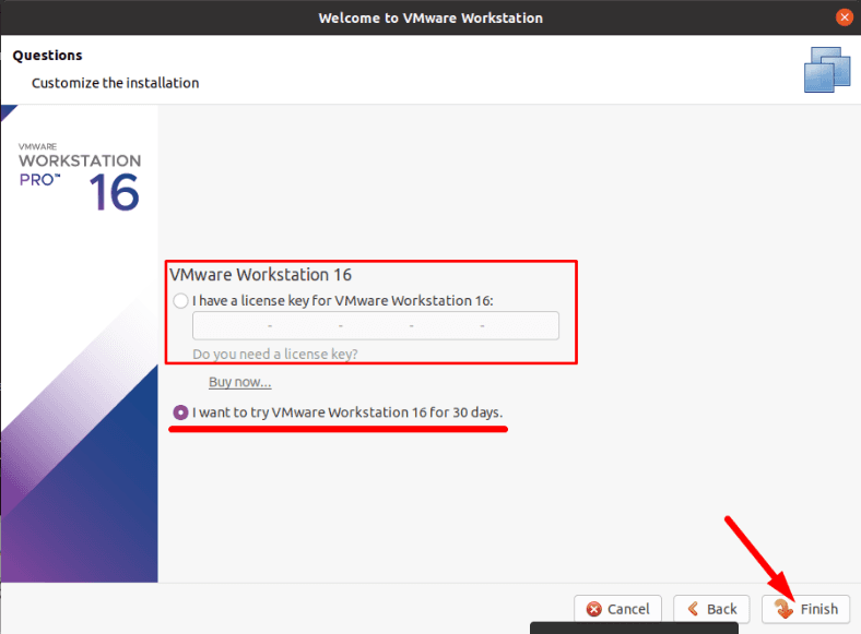 Primera ejecución de la utilidad, seleccionar la versión