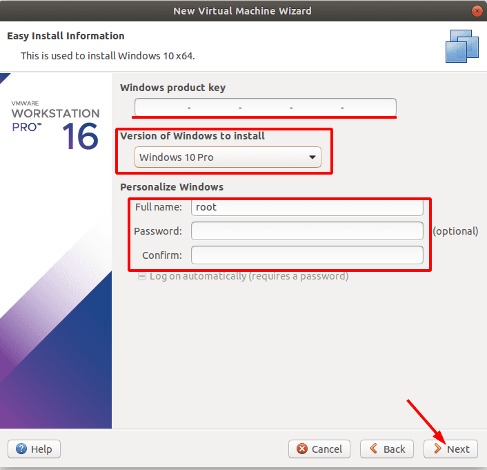 Geben Sie den Registrierungsschlüssel und die Version des Betriebssystems an