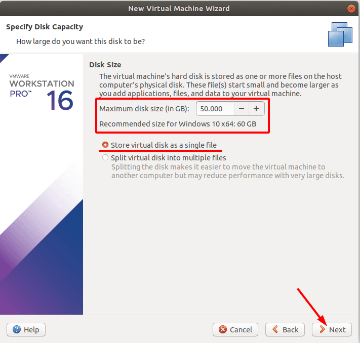 Speichern einer virtuellen Festplatte als einzelne Datei