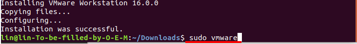 Ejecutar el comando en el terminal sudo VMware