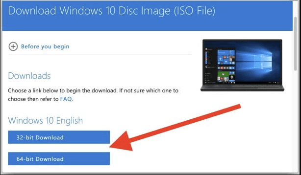 Laden Sie das offizielle Windows 10-Speicherabbild herunter