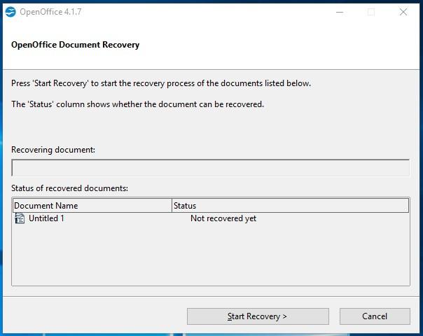 recover openoffice document