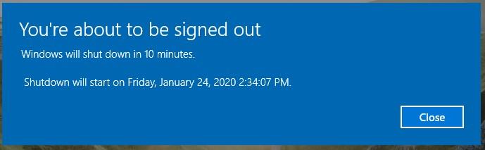 stop shutdown timer windows 10