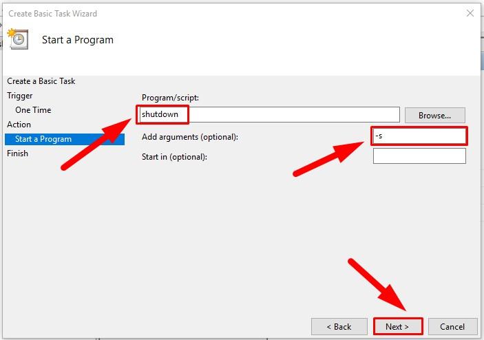 set up shutdown timer