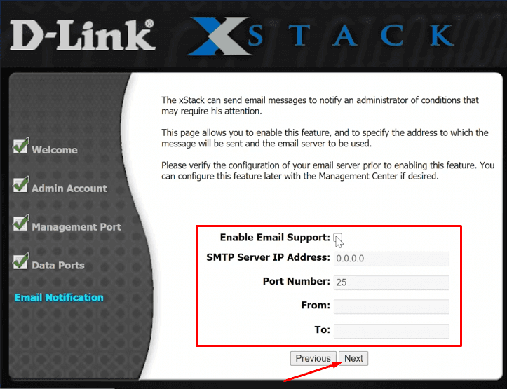 Initial configuration of the network storage