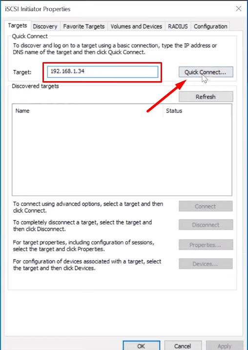 iSCSI-Initiator-Eigenschaften