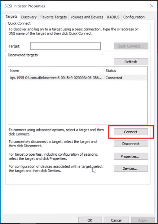 Configuration de l'initiateur iSCSI