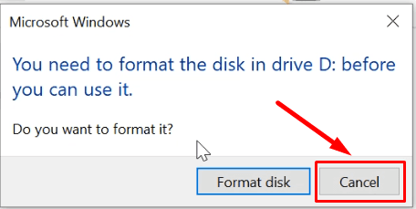 Format the disk to start using it