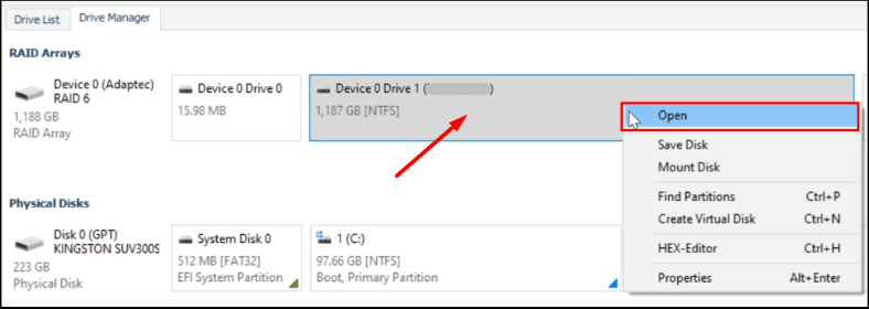 Drive Manager and RAID arrays