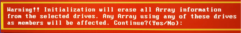 The system warning about erasing the drives