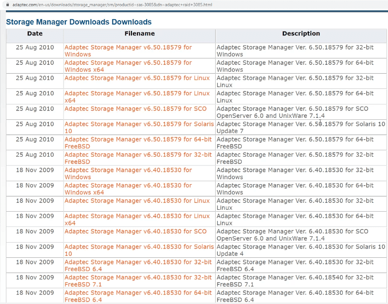 قم بتنزيل Adaptec Storage Manager من الموقع الرسمي للمورد