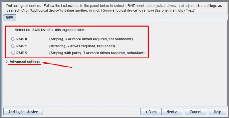 Advanced Settings for your array type