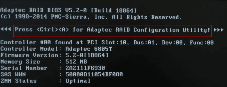 إفتح BIOS بالضغط على Ctrl + A