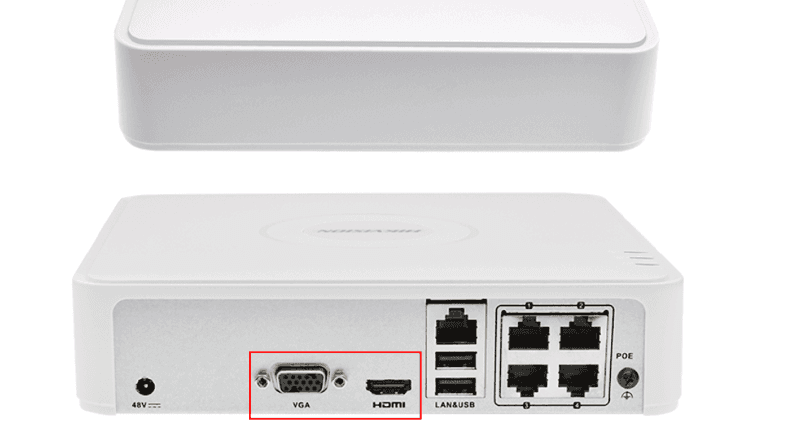 Front and back panels of Hikvision DS-7104NI-Q1/4P