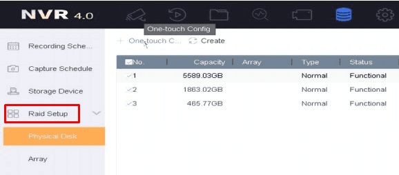 A recorder with a RAID system to store data